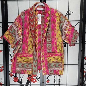 Ethnique Nwt Handwoven KIMONO/JACKET/Cardigan Multicolor Onesize